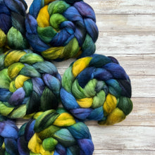Load image into Gallery viewer, Corriedale Hand Dyed Combed Top - "Maelstrom" - Spinning Fiber - Roving - Soft Fiber for Spinning Socks