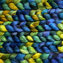 Load image into Gallery viewer, Corriedale Hand Dyed Combed Top - "Maelstrom" - Spinning Fiber - Roving - Soft Fiber for Spinning Socks