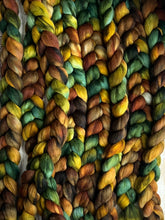 Load image into Gallery viewer, Corriedale Hand Dyed Combed Top - "Hobbiton" - Spinning Fiber - Roving - Soft Fiber for Spinning Socks