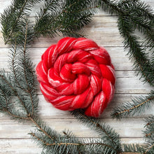 Load image into Gallery viewer, Merino Bamboo Blend "Poppy” - Hand Dyed Combed Top - 23 Micron Merino - Spinning Fiber - Wool Roving
