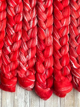 Load image into Gallery viewer, Merino Bamboo Blend "Poppy” - Hand Dyed Combed Top - 23 Micron Merino - Spinning Fiber - Wool Roving