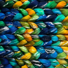 Load image into Gallery viewer, Merino Tencel Blend “Macaw” - Hand Dyed Combed Top - 23 Micron Merino - Spinning Fiber - Wool Roving
