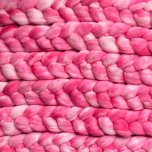 Load image into Gallery viewer, Domestic Targhee Combed Top - "Pink Me Up" - US Grown Hand Dyed Spinning Fiber - Soft Fiber for Spinning