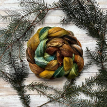 Load image into Gallery viewer, Merino Soy Blend - "Hobbiton" - Hand Dyed Wool Combed Top - Soft Spinning Fiber - Green Soysilk Roving