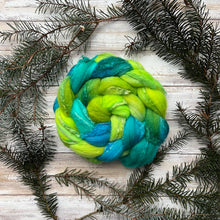 Load image into Gallery viewer, Merino Soy Blend - "Stardew" - Hand Dyed Wool Combed Top - Soft Spinning Fiber - Green Soysilk Roving