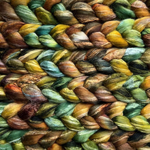 Load image into Gallery viewer, Merino Soy Blend - "Hobbiton" - Hand Dyed Wool Combed Top - Soft Spinning Fiber - Green Soysilk Roving