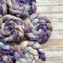 Load image into Gallery viewer, Merino Soy Blend - "Ethereal" - Hand Dyed Wool Combed Top - Soft Spinning Fiber - Green Soysilk Roving