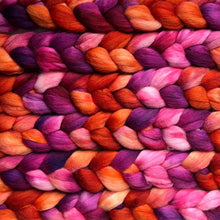 Load image into Gallery viewer, Kent Romney Hand Dyed Combed Top - "Dragonfruit" - Spinning Fiber - Soft Fiber for Spinning Socks - Wool Roving