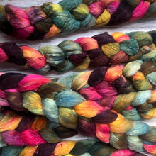 Load image into Gallery viewer, Merino Silk Slub Blend - "Creature Comforts" - Hand Dyed Wool Combed Top - Soft Spinning Fiber - Slubby Textured Fiber