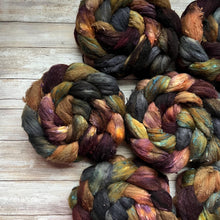 Load image into Gallery viewer, Merino Silk Slub Blend - "Rare Earth" - Hand Dyed Wool Combed Top - Soft Spinning Fiber - Slubby Textured Fiber
