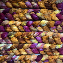 Load image into Gallery viewer, Merino Silk Slub Blend - "Harvest" - Hand Dyed Wool Combed Top - Soft Spinning Fiber - Slubby Textured Fiber