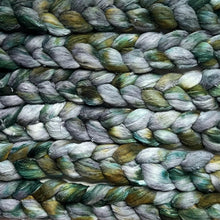 Load image into Gallery viewer, Merino Silk Slub Blend - "Mines of Moria" - Hand Dyed Wool Combed Top - Soft Spinning Fiber - Slubby Textured Fiber