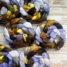 Load image into Gallery viewer, Merino Silk Slub Blend - "Of Dreams & Shadows" - Hand Dyed Wool Combed Top - Soft Spinning Fiber - Slubby Textured Fiber