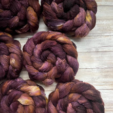 Load image into Gallery viewer, Merino Silk Slub Blend - "Nirvana" - Hand Dyed Wool Combed Top - Soft Spinning Fiber - Slubby Textured Fiber