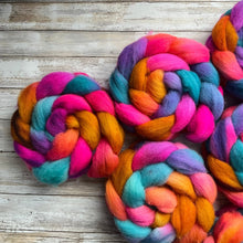 Load image into Gallery viewer, Jacob Hand Dyed Combed Top - &quot;Mad House&quot; - Spinning Fiber - Soft Fiber for Spinning Socks - Wool Roving

