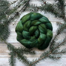 Load image into Gallery viewer, Perendale Hand Dyed Combed Top - &quot;Moss&quot; - Spinning Fiber - Soft Fiber for Spinning Socks - Wool Roving
