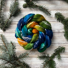 Load image into Gallery viewer, Merino Tencel Blend “Macaw” - Hand Dyed Combed Top - 23 Micron Merino - Spinning Fiber - Wool Roving
