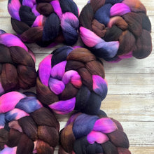 Load image into Gallery viewer, Domestic Targhee Combed Top - &quot;Obscure Violet&quot; - US Grown Hand Dyed Spinning Fiber - Soft Fiber for Spinning
