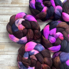 Load image into Gallery viewer, Domestic Targhee Combed Top - &quot;Obscure Violet&quot; - US Grown Hand Dyed Spinning Fiber - Soft Fiber for Spinning
