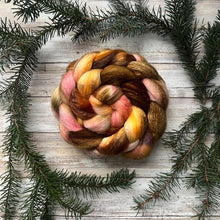 Load image into Gallery viewer, Polwarth/Tussah Silk - &quot;Apple Blossom&quot; - Hand Dyed Combed Top - Spinning Fiber - Roving
