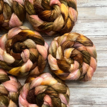 Load image into Gallery viewer, Polwarth/Tussah Silk - &quot;Apple Blossom&quot; - Hand Dyed Combed Top - Spinning Fiber - Roving
