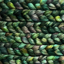 Load image into Gallery viewer, Polwarth/Tussah Silk - &quot;Coven&quot; - Hand Dyed Combed Top - Spinning Fiber - Roving
