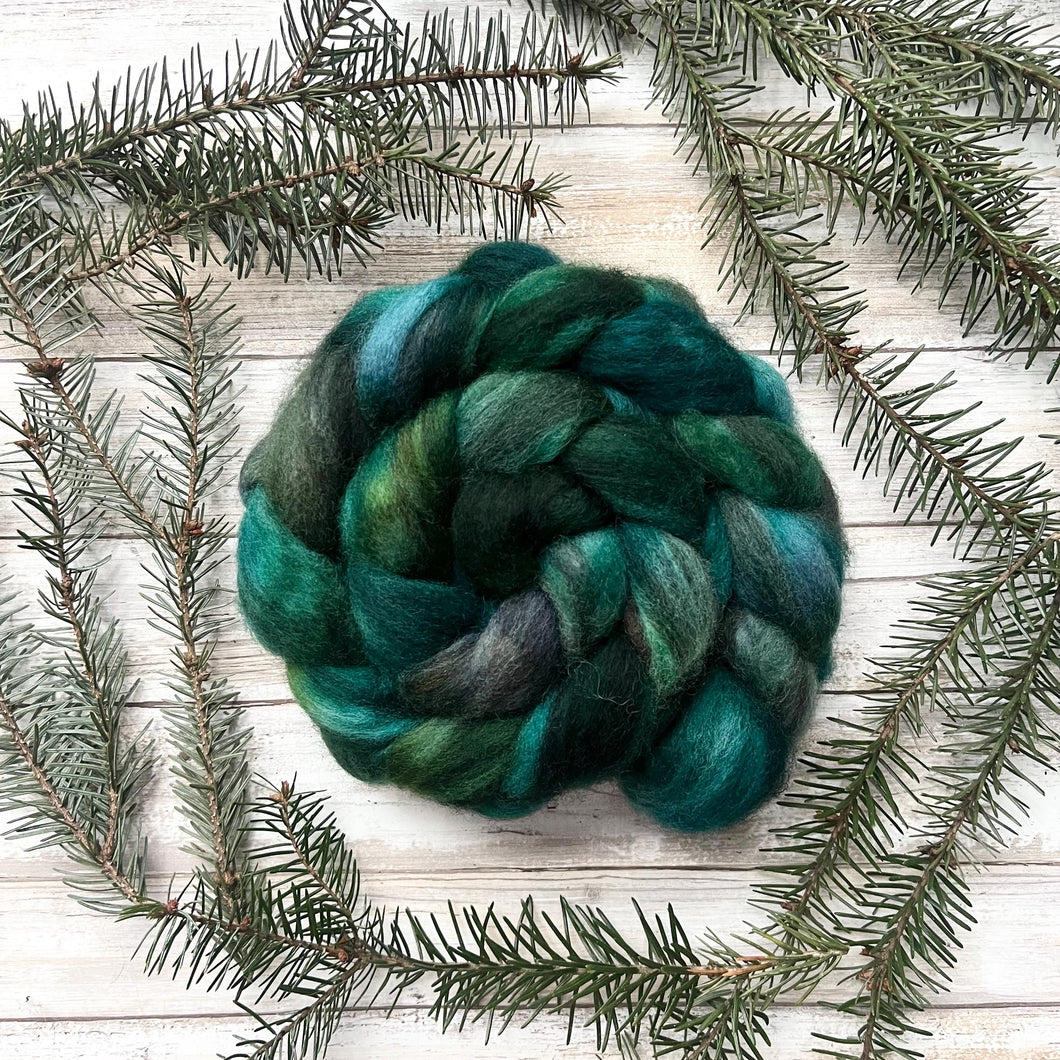 Juniper - Mixed Blue Faced Leicester BFL Hand Dyed Combed Top - Spinning Fiber - 26 Micron - BFL for Spinning - Wool Roving