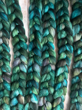 Load image into Gallery viewer, Juniper - Mixed Blue Faced Leicester BFL Hand Dyed Combed Top - Spinning Fiber - 26 Micron - BFL for Spinning - Wool Roving
