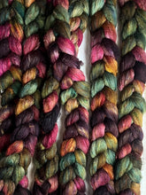 Load image into Gallery viewer, Kent Romney/Manx Loaghtan/Mulberry Silk/Sari Silk  - &quot;Creature Comforts&quot; - Hand Dyed Combed Top - Spinning Fiber - Roving - Rare Breed
