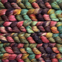 Load image into Gallery viewer, Kent Romney/Manx Loaghtan/Mulberry Silk/Sari Silk  - &quot;Creature Comforts&quot; - Hand Dyed Combed Top - Spinning Fiber - Roving - Rare Breed
