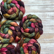 Load image into Gallery viewer, Kent Romney/Manx Loaghtan/Mulberry Silk/Sari Silk  - &quot;Creature Comforts&quot; - Hand Dyed Combed Top - Spinning Fiber - Roving - Rare Breed
