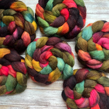 Load image into Gallery viewer, Kent Romney Hand Dyed Combed Top - &quot;Creature Comforts&quot; - Spinning Fiber - Soft Fiber for Spinning Socks - Wool Roving
