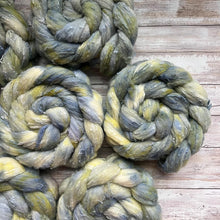 Load image into Gallery viewer, Merino Silk Slub Blend - "Succulents" - Hand Dyed Wool Combed Top - Soft Spinning Fiber - Slubby Textured Fiber

