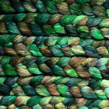 Load image into Gallery viewer, Merino Silk Slub Blend - "Coven" - Hand Dyed Wool Combed Top - Soft Spinning Fiber - Slubby Textured Fiber
