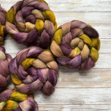 Load image into Gallery viewer, Organic Merino “Tea Shoppe&quot; - Hand Dyed Combed Top - 23 Micron Merino - Soft Spinning Fiber Roving Felting Weaving Handspinning
