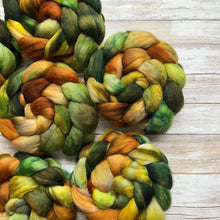 Load image into Gallery viewer, Organic Merino “Houseplant Army&quot; - Hand Dyed Combed Top - 23 Micron Merino - Soft Spinning Fiber Roving Felting Weaving Handspinning
