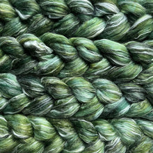 Load image into Gallery viewer, Corriedale/Ramie/Tussah Silk Hand Dyed Combed Top - &quot;Moss&quot; - Spinning Fiber - Roving - Soft Fiber for Spinning Socks
