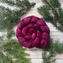 Load image into Gallery viewer, Falkland Merino “Sangria”- Hand Dyed Combed Top - Spinning Fiber - Wool Roving for Spinning Yarn - Combed Wool
