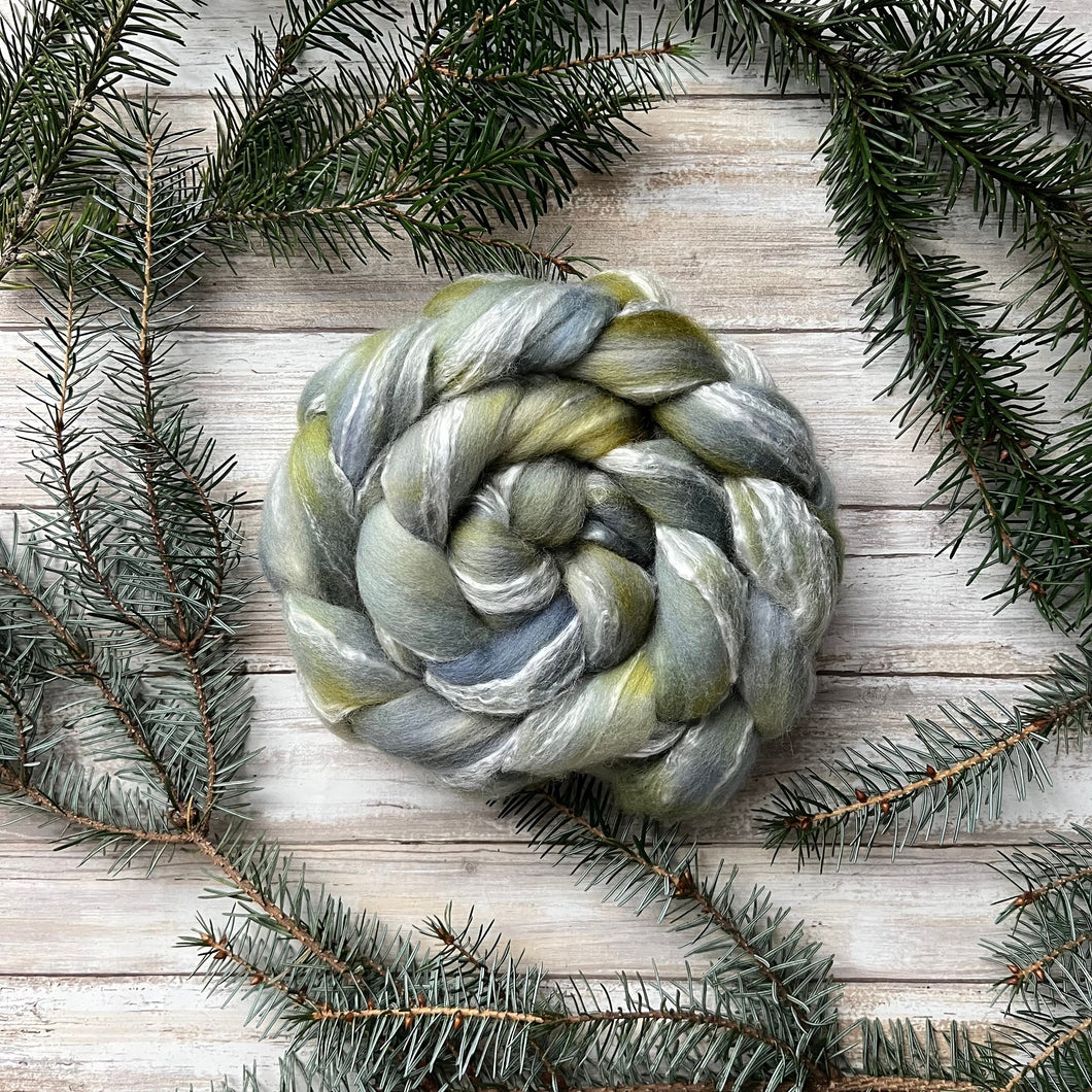 Merino Bamboo Blend “Succulents” - Hand Dyed Combed Top - 23 Micron Merino - Spinning Fiber - Wool Roving