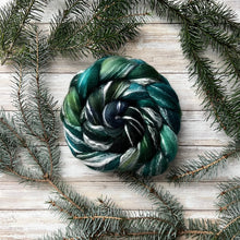 Load image into Gallery viewer, Merino Bamboo Blend “Juniper” - Hand Dyed Combed Top - 23 Micron Merino - Spinning Fiber - Wool Roving
