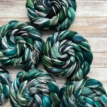 Load image into Gallery viewer, Merino Bamboo Blend “Juniper” - Hand Dyed Combed Top - 23 Micron Merino - Spinning Fiber - Wool Roving
