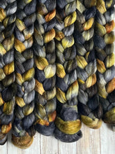 Load image into Gallery viewer, Mixed Blue Faced Leicester Tussah Silk Blend Hand Dyed Combed Top - &quot;Primordial Ooze&quot; - Spinning Fiber - 26 Micron - BFL - Wool Roving
