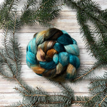 Load image into Gallery viewer, Mixed Blue Faced Leicester Tussah Silk Blend Hand Dyed Combed Top - &quot;Hold My Hand&quot; - Spinning Fiber - 26 Micron - BFL - Wool Roving
