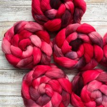 Load image into Gallery viewer, Eider Hand Dyed Combed Top - &quot;Watermelon&quot; - Spinning Fiber - Fiber for Spinning Socks - Rare Breed Wool Roving for Felting Weaving
