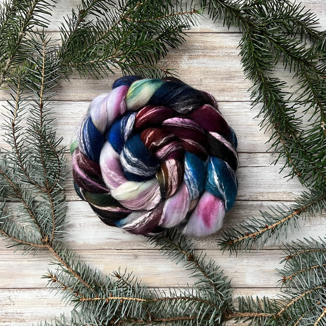 Merino Bamboo Blend “State of Existence” - Hand Dyed Combed Top - 23 Micron Merino - Spinning Fiber - Wool Roving