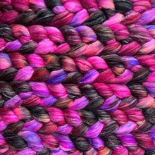 Load image into Gallery viewer, Southdown/Bamboo/Firestar Hand Dyed Combed Top - &quot;Berries on Top&quot; - Spinning Fiber - Roving - Soft Fiber for Spinning Socks

