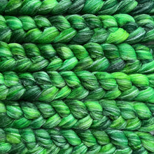 Load image into Gallery viewer, Southdown/Bamboo/Firestar Hand Dyed Combed Top - &quot;Chlorophyll&quot; - Spinning Fiber - Roving - Soft Fiber for Spinning Socks
