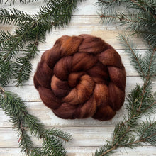 Load image into Gallery viewer, Rust - Blue Faced Leicester BFL Hand Dyed Combed Top - Spinning Fiber - 26 Micron - BFL for Spinning - Wool Roving
