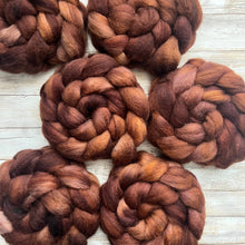 Load image into Gallery viewer, Rust - Blue Faced Leicester BFL Hand Dyed Combed Top - Spinning Fiber - 26 Micron - BFL for Spinning - Wool Roving
