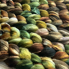 Load image into Gallery viewer, Grey Merino Tussah Silk Blend - &quot;Hobbiton&quot; - Hand Dyed Wool Combed Top - Soft Spinning Fiber
